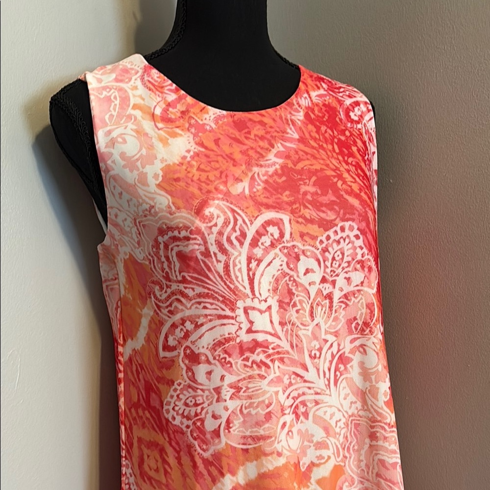 Elegant Pink and Orange Sleeveless Dress